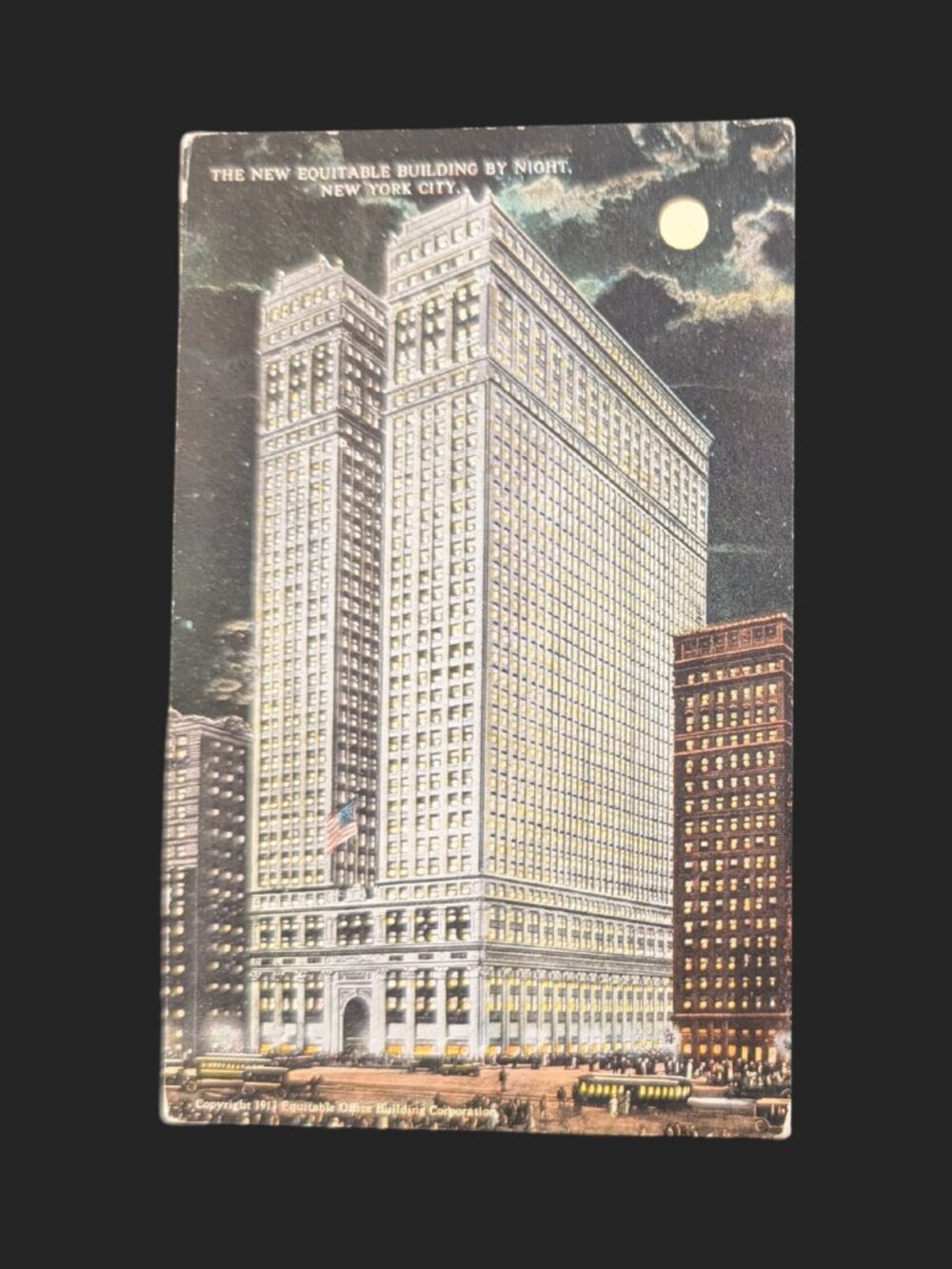 5/$25 Vintage New York Equitable Building at Night New York City Postcard